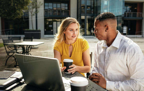 Two business people in a meeting